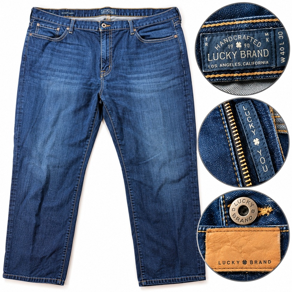 Lucky Brand Jeans Vintage 363 Mens 40x30 Dark Olin Straight Leg Blue Denim Pants
